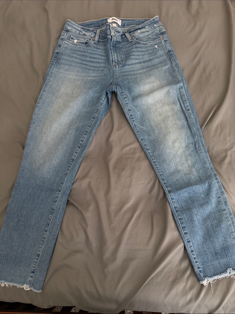 PAIGE Faded Light Blue Straight-Leg Jeans